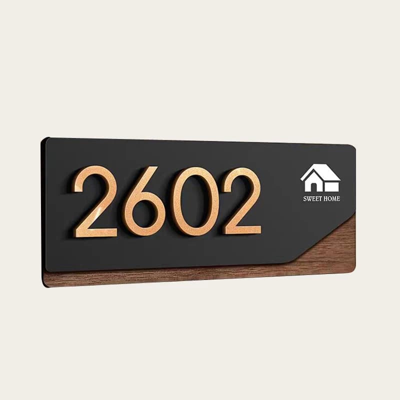 Modern Wooden House Number Sign for Airbnb Welcome Areas view 4
