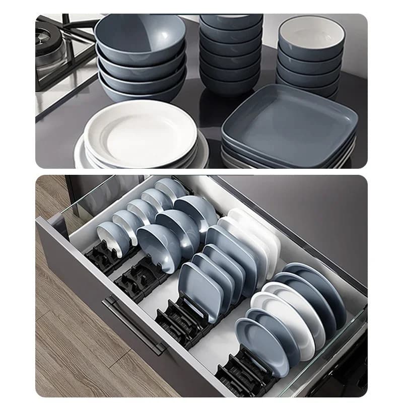 Adjustable Cabinet Dish Rack for Airbnb Storage | Kitchen Organizer view 2