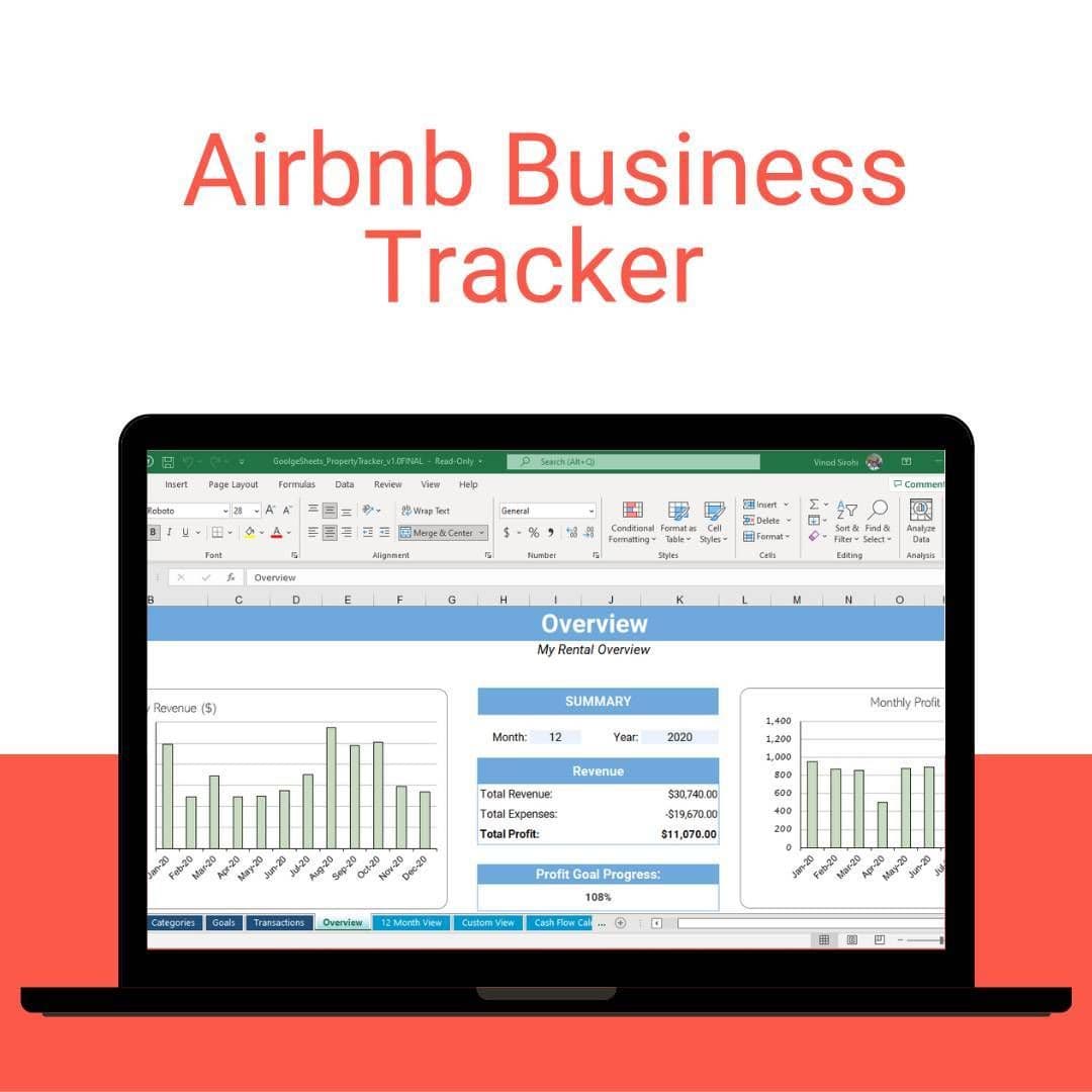 Airbnb Business Tracker: Google Sheets Income & Expense Spreadsheet view 3