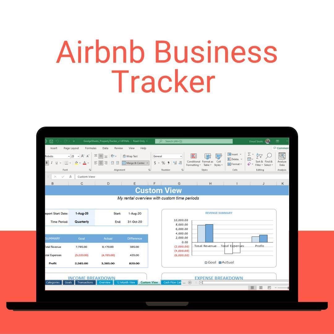 Airbnb Business Tracker: Google Sheets Income & Expense Spreadsheet view 4