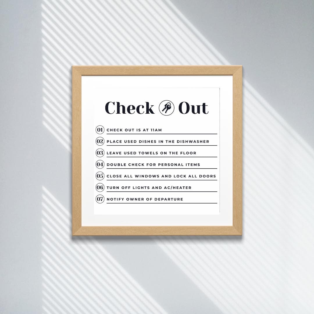 Airbnb Check-Out Sign Template (Printable PDF + JPG) view 2