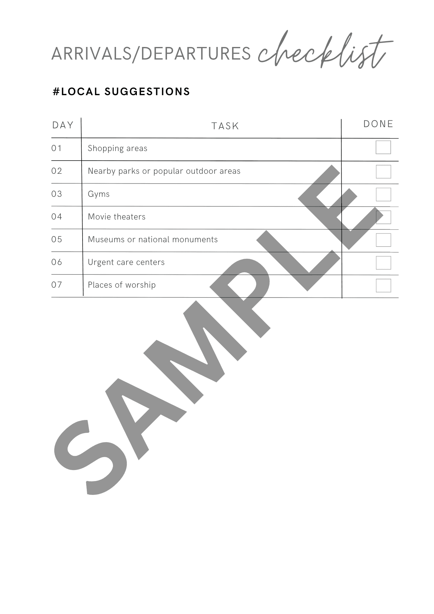 Airbnb Arrivals & Departures Checklist Template (Word + PDF) view 4