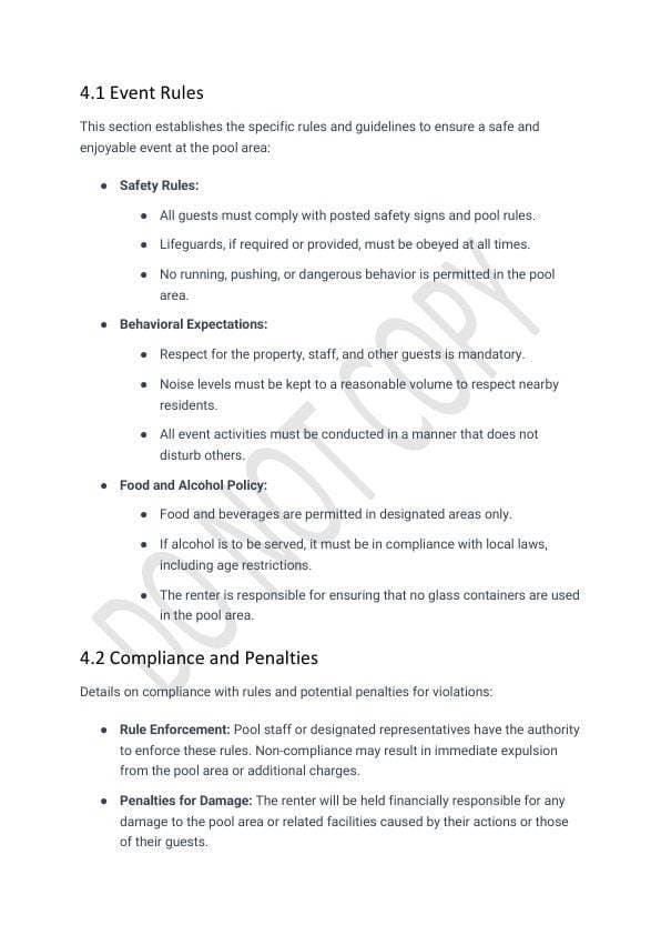 Pool Party Rental Agreement Template for Airbnb & STR Hosts view 4