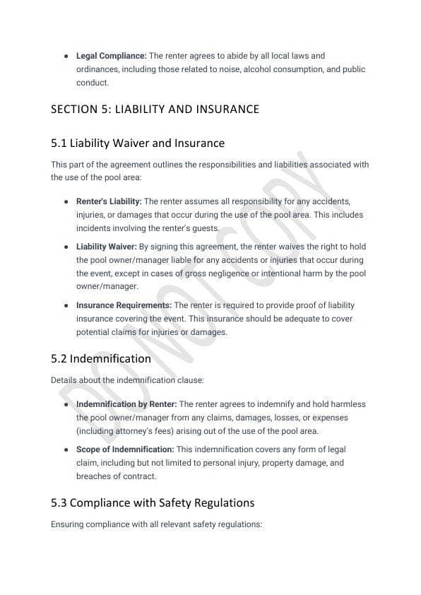 Pool Party Rental Agreement Template for Airbnb & STR Hosts view 5
