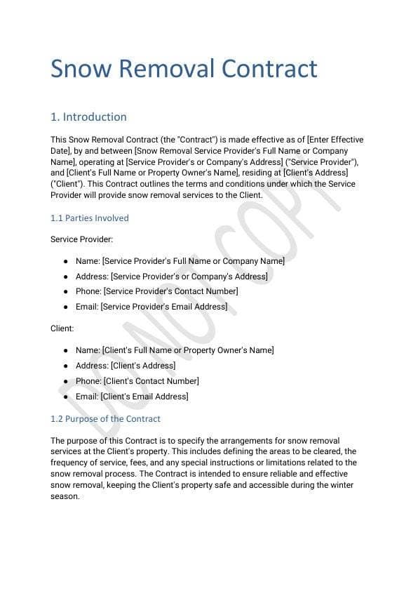 Snow Removal Contract Template for Airbnb & STR Hosts view 2