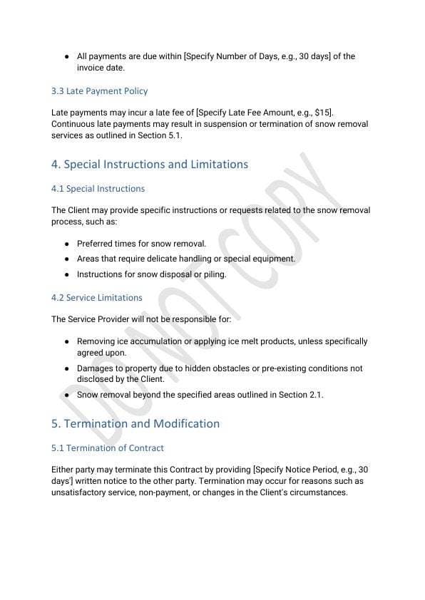 Snow Removal Contract Template for Airbnb & STR Hosts view 3