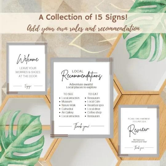 Airbnb Posters Bundle: 15 Editable Signs in 6 Print Sizes (Canva) view 2