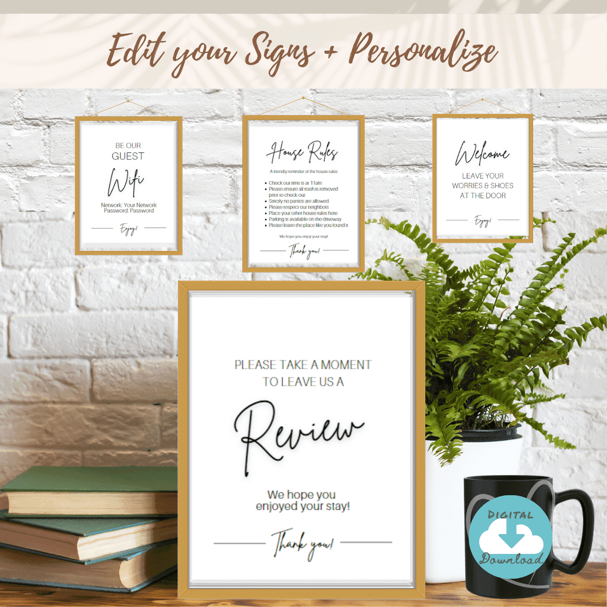Airbnb Posters Bundle: 15 Editable Signs in 6 Print Sizes (Canva) view 3