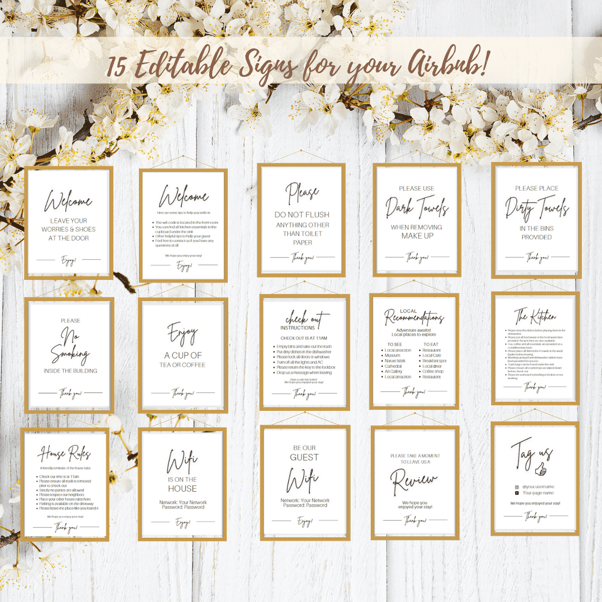 Airbnb Posters Bundle: 15 Editable Signs in 6 Print Sizes (Canva) view 4