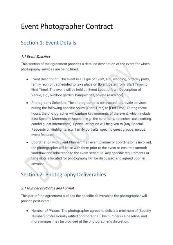 Event Photographer Contract Template for Airbnb & STR Hosts view 3
