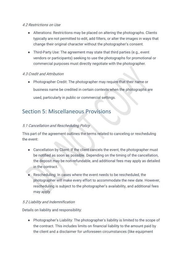 Event Photographer Contract Template for Airbnb & STR Hosts view 5