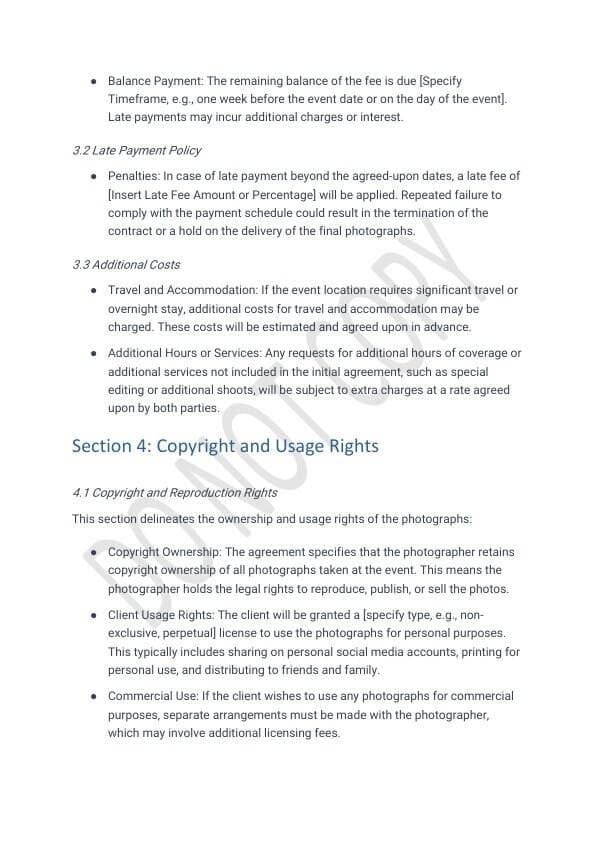 Event Photographer Contract Template for Airbnb & STR Hosts view 6