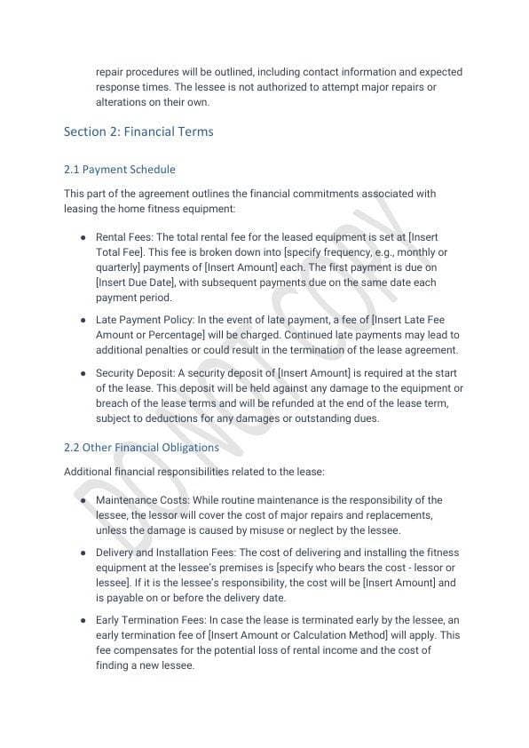 Fitness Equipment Lease Agreement Template for Airbnb & STR Hosts view 4