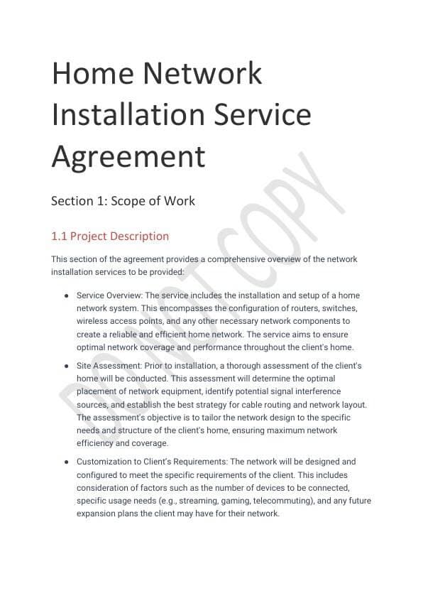 Home Network Installation Contract Template for Airbnb & STR Hosts view 2