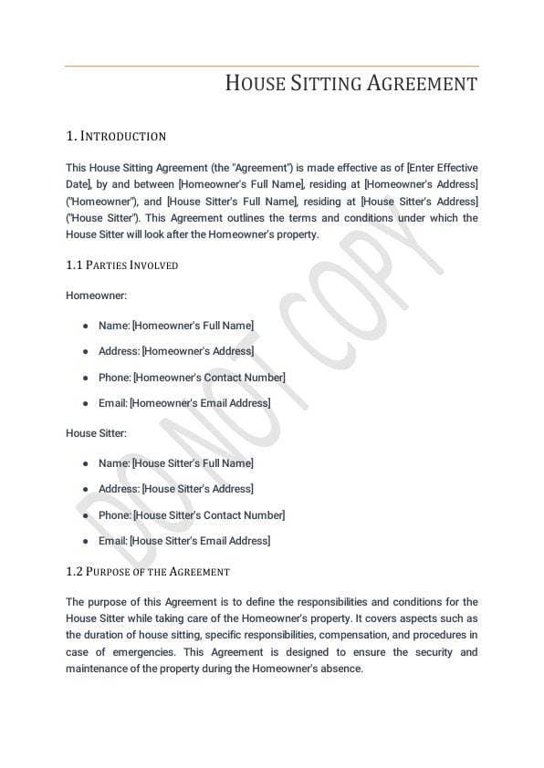 House Sitting Contract Template for Airbnb & STR Hosts view 3