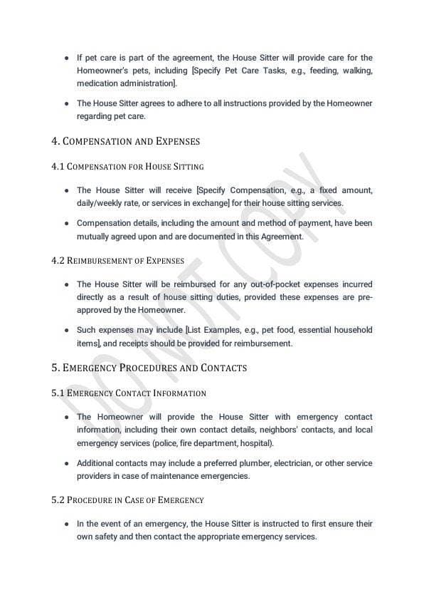 House Sitting Contract Template for Airbnb & STR Hosts view 4