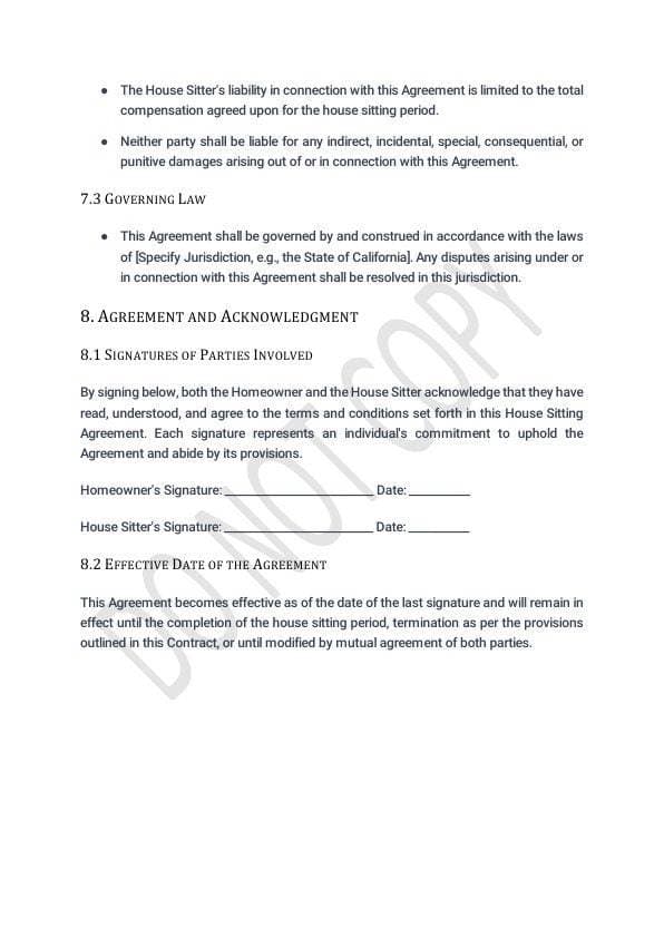 House Sitting Contract Template for Airbnb & STR Hosts view 5