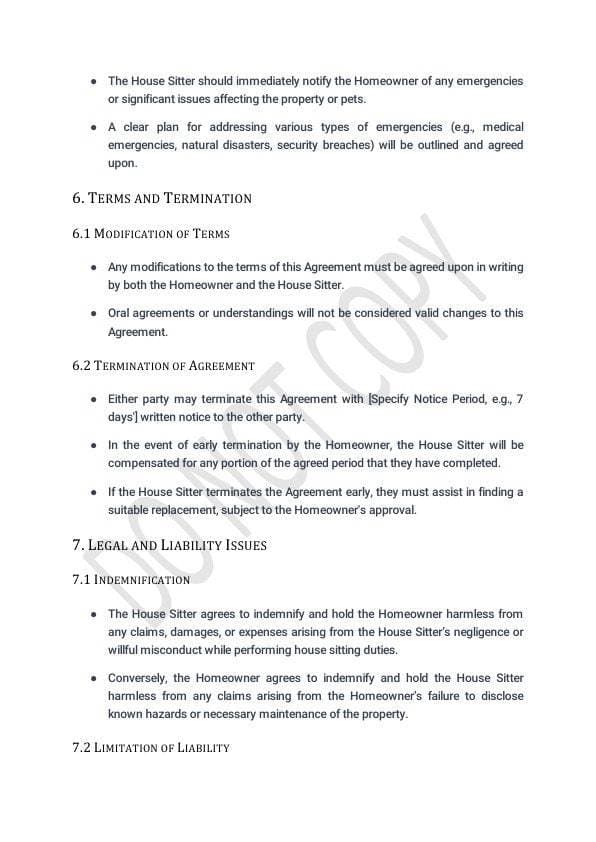 House Sitting Contract Template for Airbnb & STR Hosts view 6