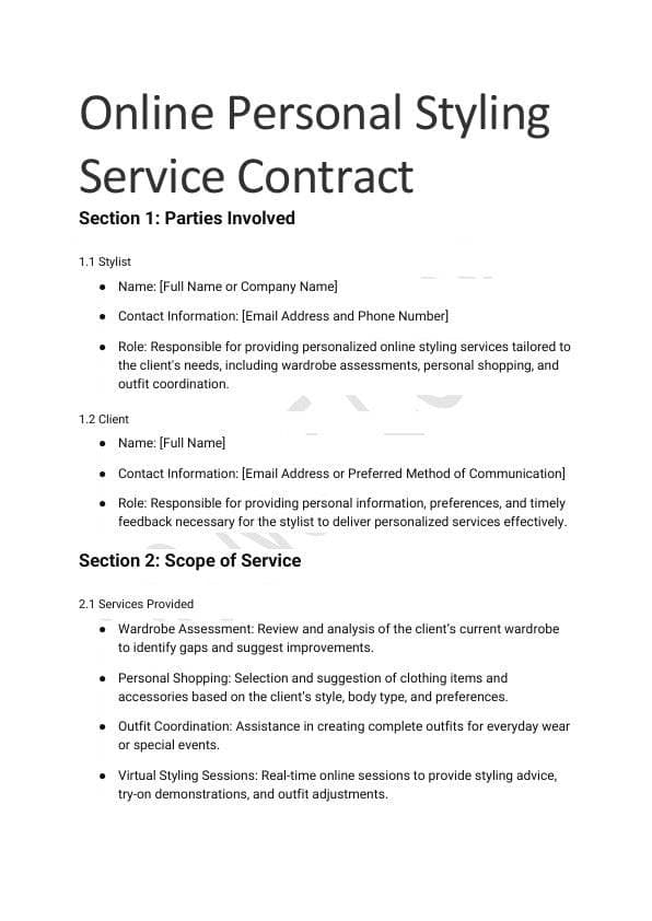 Personal Styling Service Agreement Template for Airbnb & STR Hosts view 2