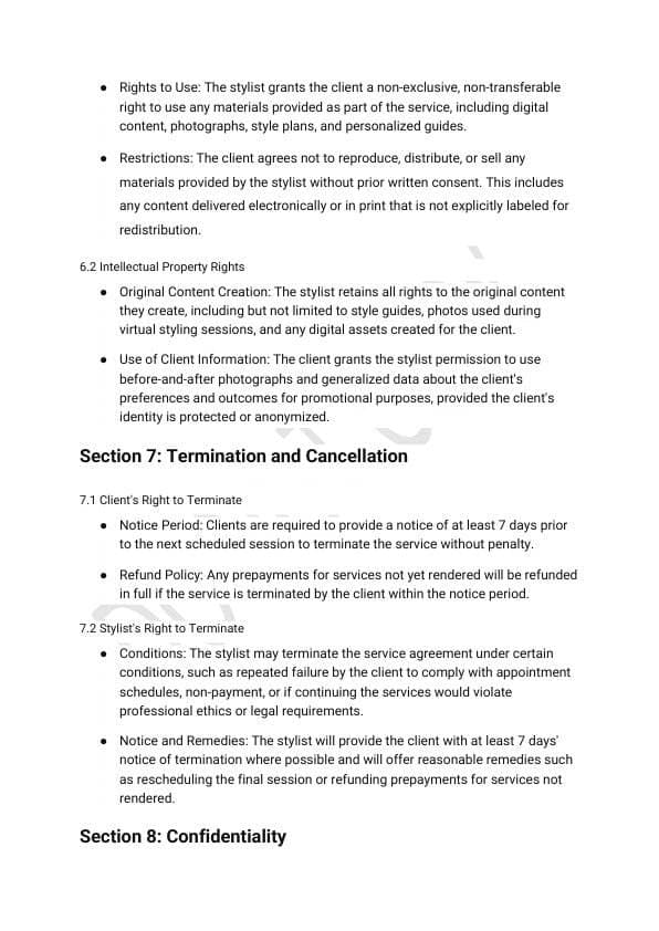 Personal Styling Service Agreement Template for Airbnb & STR Hosts view 4