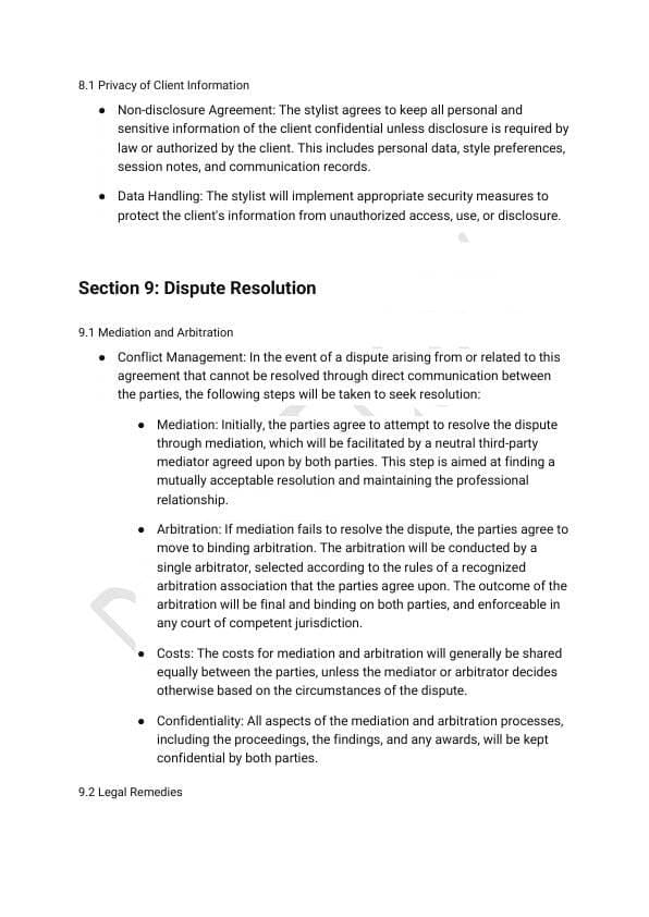 Personal Styling Service Agreement Template for Airbnb & STR Hosts view 5
