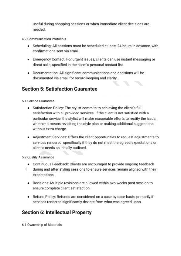 Personal Styling Service Agreement Template for Airbnb & STR Hosts view 6