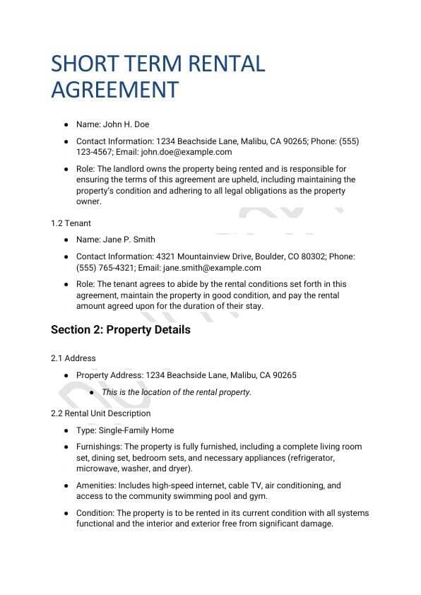Short-Term Rental Agreement Template for Airbnb & STR Hosts view 3