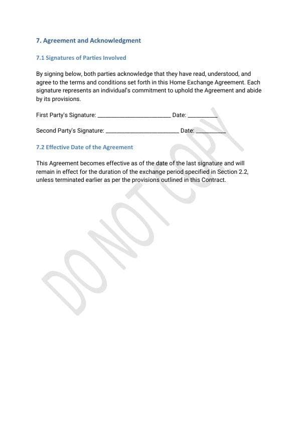 Home Exchange Agreement Template for Property Owners & Hosts view 5