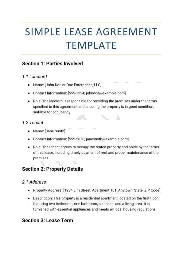 Simple Lease Agreement Template for Property Owners & Hosts view 3