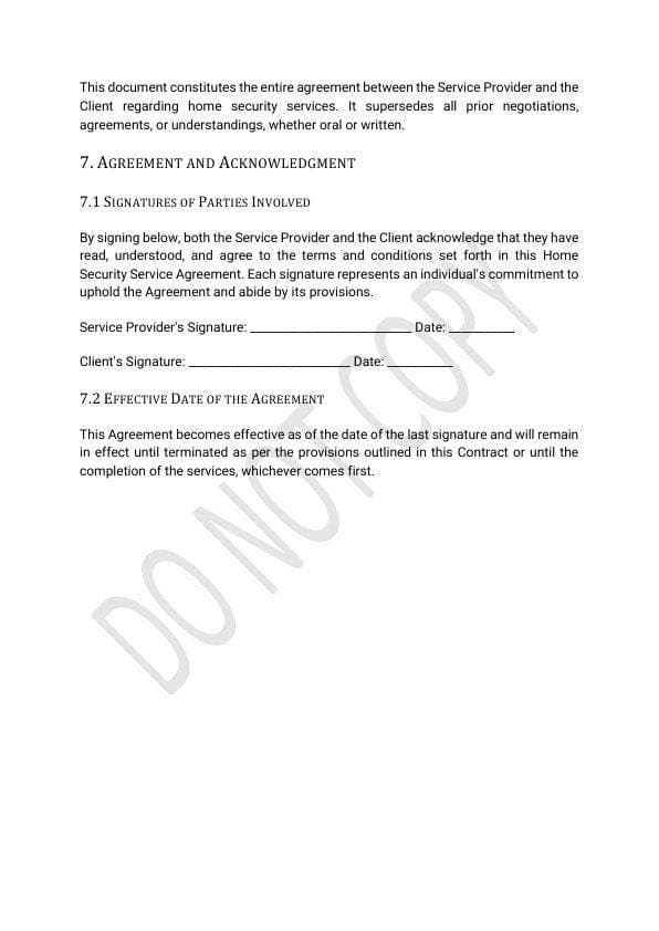 Home Security Service Agreement Template for Airbnb & STR Hosts view 2