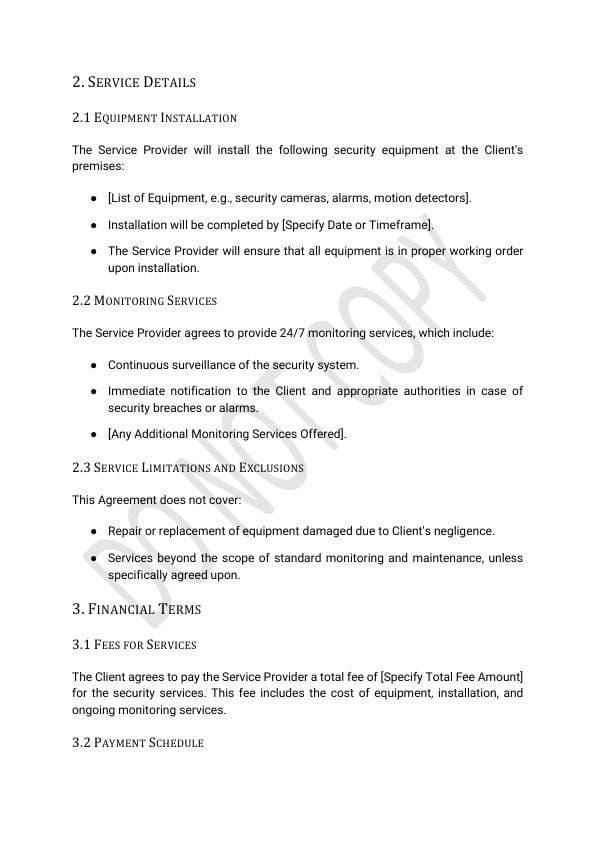 Home Security Service Agreement Template for Airbnb & STR Hosts view 3