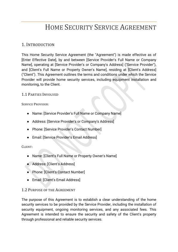 Home Security Service Agreement Template for Airbnb & STR Hosts view 4