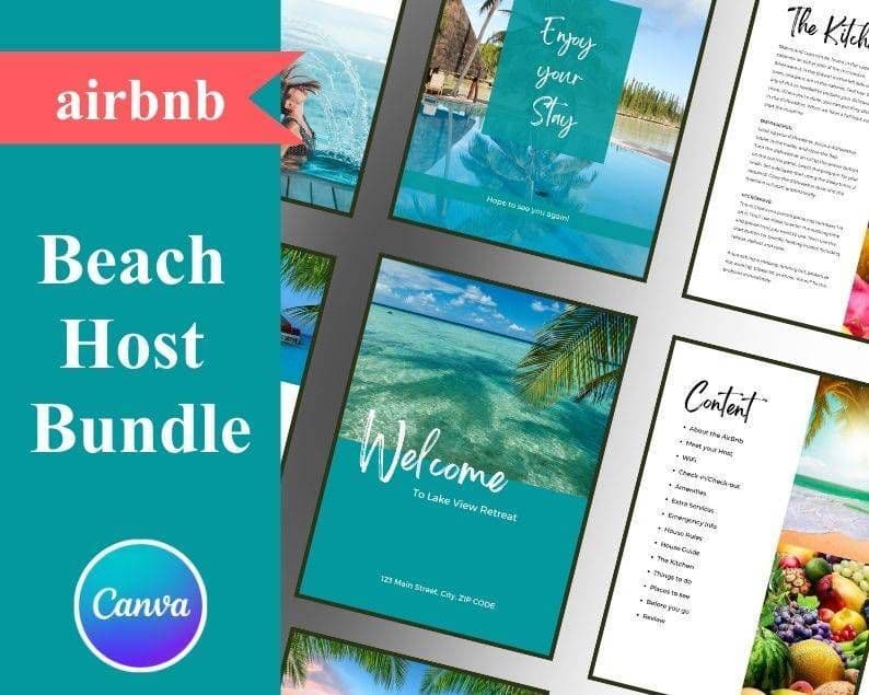 Tropical Airbnb Welcome Guide Template (Canva) view 3
