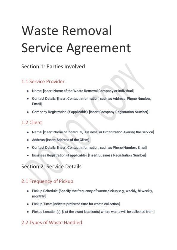 Waste Removal Contract Template for Airbnb & STR Hosts view 2