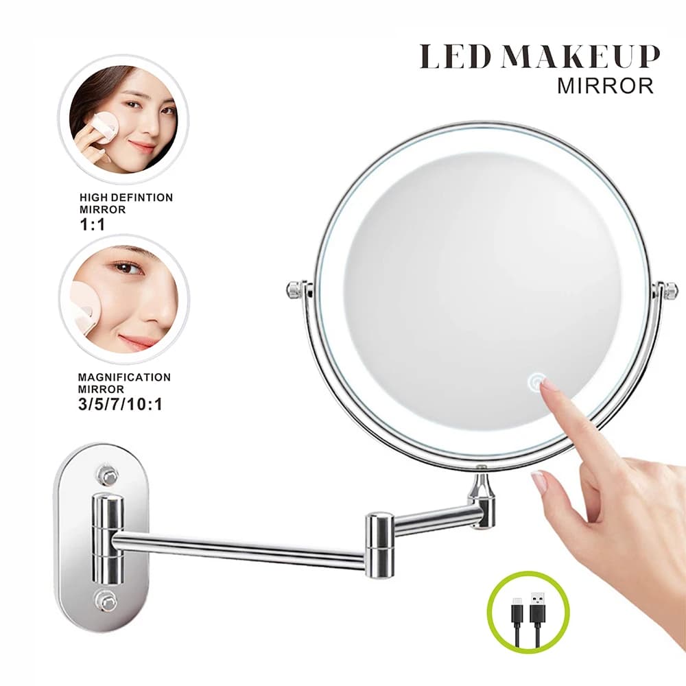 Magnifying Makeup Mirror for Airbnb Bathroom | USB, 3-10x, Lighted
