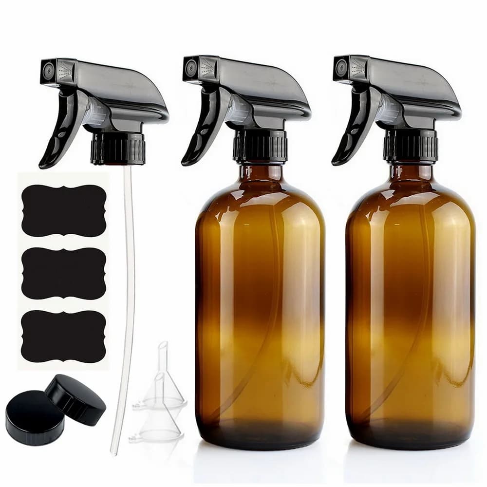 Amber Glass Spray Bottle Set for Airbnb Cleaning Routines