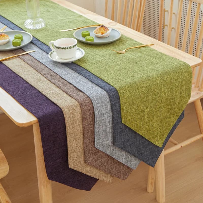 Solid Linen Table Runner for Airbnb Kitchen | Modern STR Decor