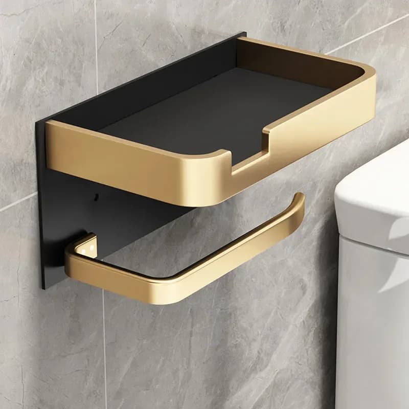 Black Gold Toilet Paper Holder for Airbnb Bathroom Decor