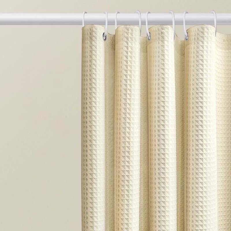 Jacquard Waffle Shower Curtain for Airbnb Bathroom | Waterproof STR Upgrade