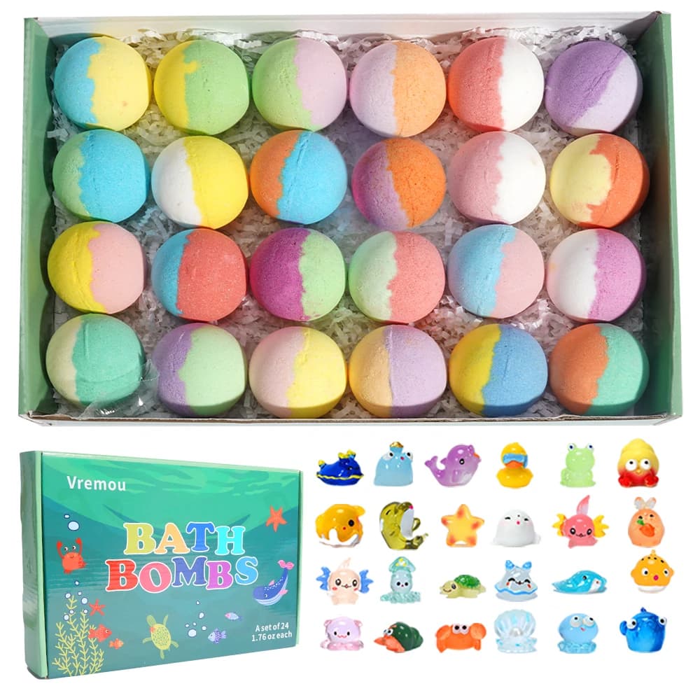 Kids Bath Bombs Gift Set for Airbnb Bathroom | 24 Pack Surprise
