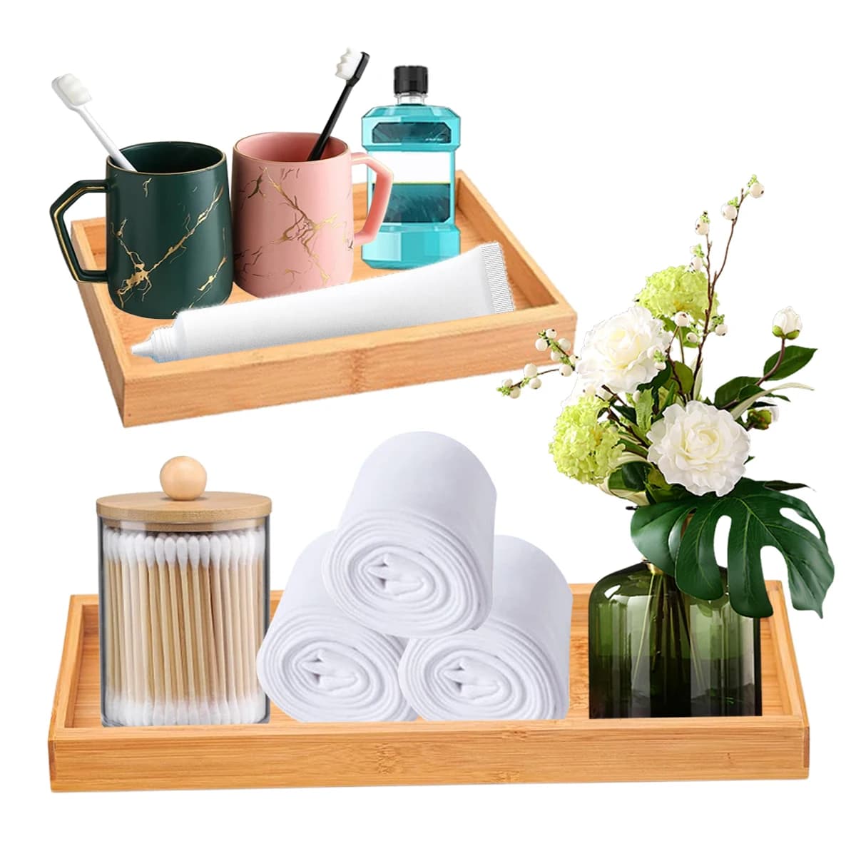 Rectangular Bamboo Amenity Tray for Airbnb Welcome Setups