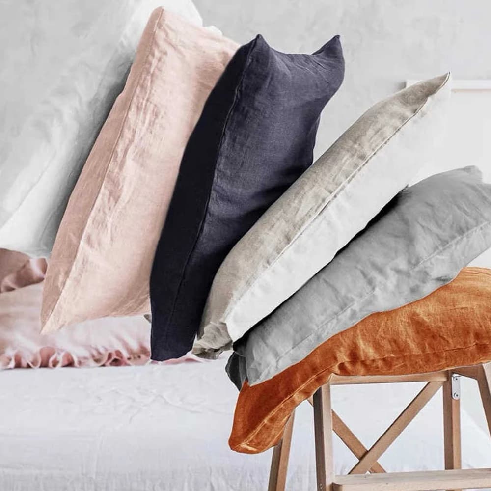 Neutral Linen Cushion Covers for Airbnb Decor, Set of 2