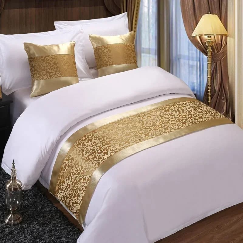 Solid Color Bed Flag & Cushion Cover for Airbnb Bedroom Decor