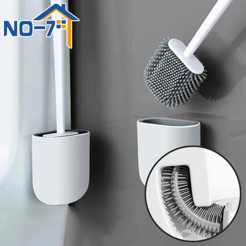 Silicone Toilet Brush Set for Airbnb Bathroom | Modern Cleaning Kit
