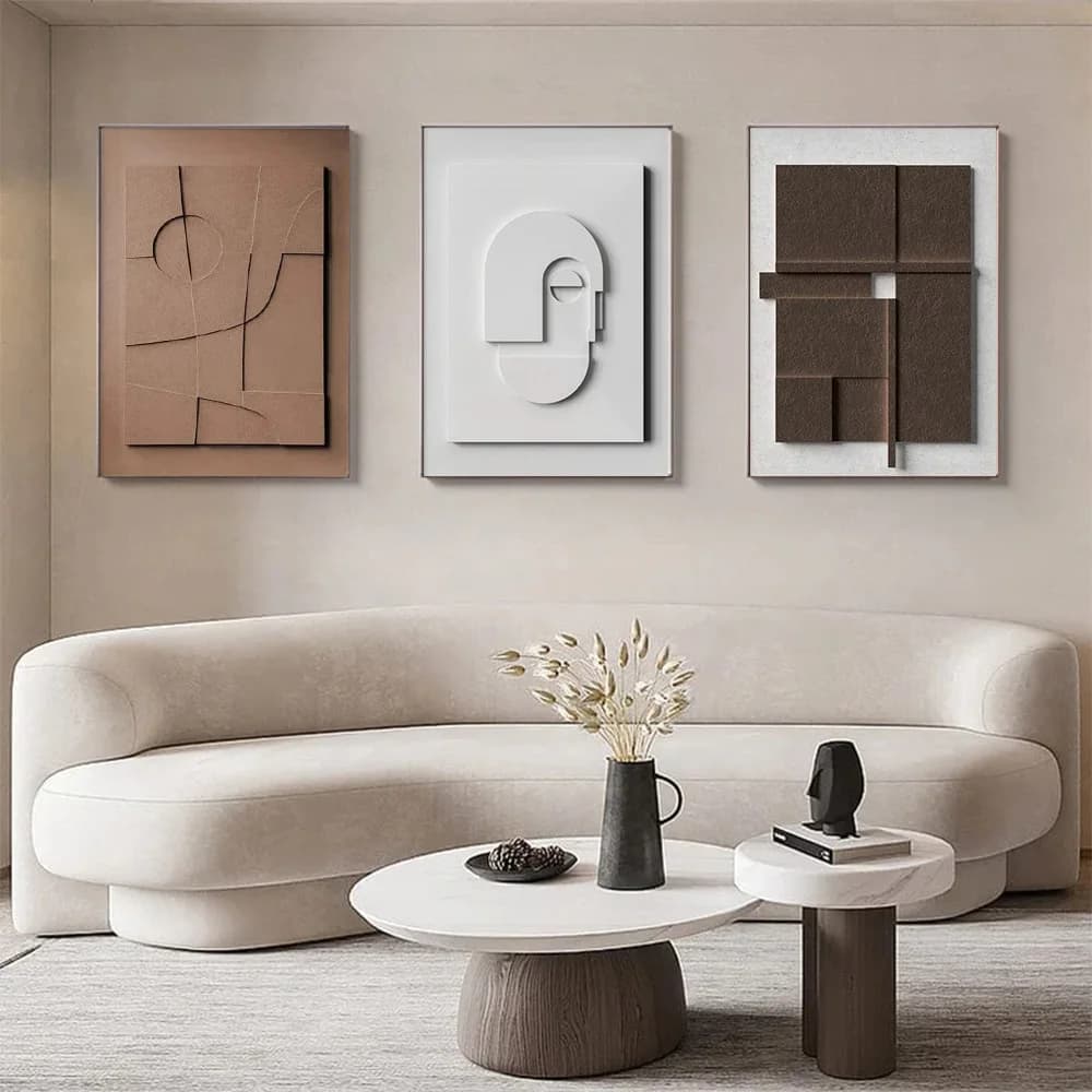 Nordic 3D Geometric Canvas Art for Airbnb & STR Decor