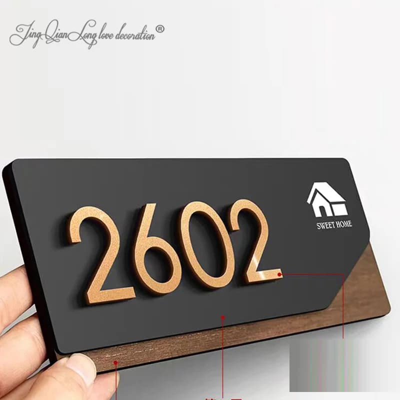 Modern Wooden House Number Sign for Airbnb Welcome Areas