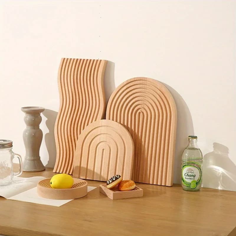 Nordic Beech Chopping Block for Airbnb Kitchen | Non-Slip Tray