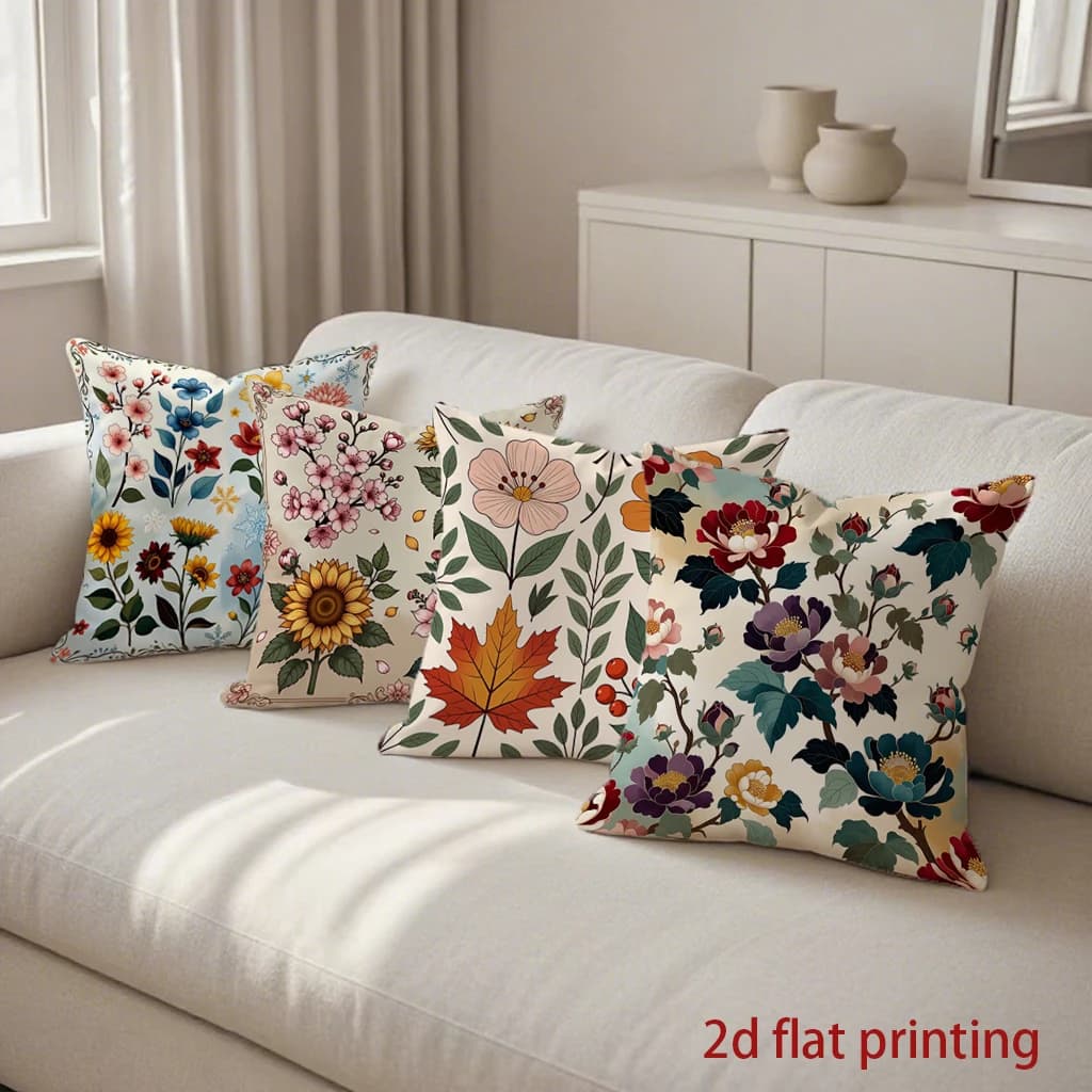 Colorful Floral Cushion Cover for Airbnb Bedroom Decor | STR Hosts