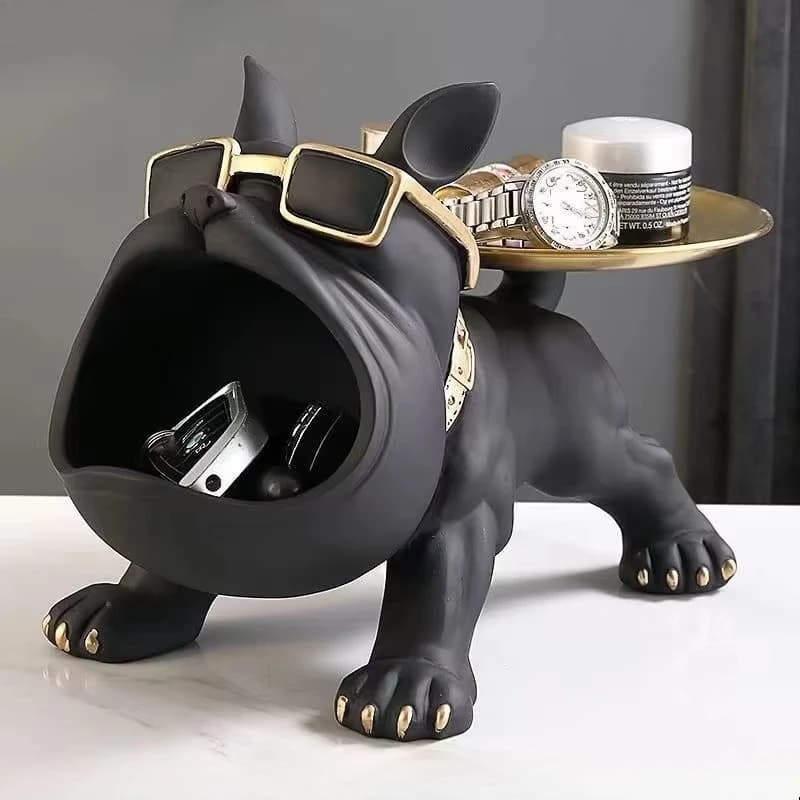 Bulldog Figurine Storage Box for Airbnb Decor | Resin Puppy Ornament
