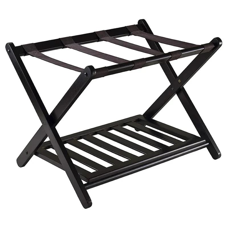 Foldable Luggage Rack with Shoe Shelf for Airbnb Bedroom Hosts